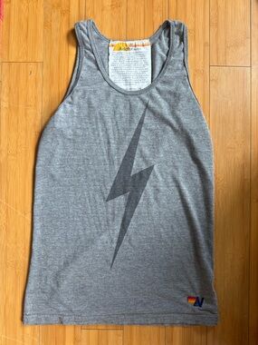 Aviator Nation Gray Tank with Dark Bolt Graphic